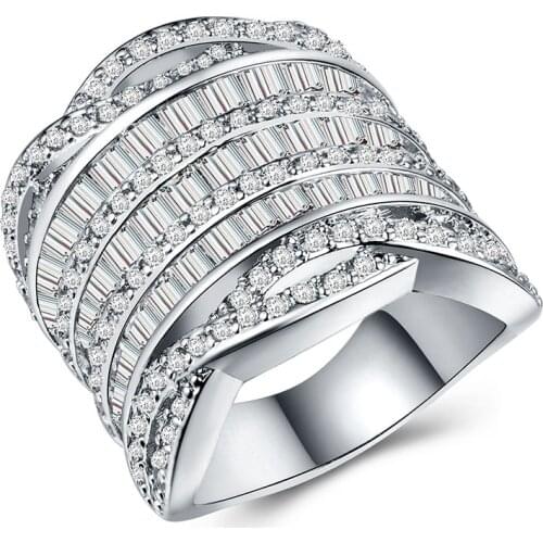 New YaYI Fine Jewelry Princess Cut 200pcs+ Gemstone Moissanite Zirconia Stamped S925 Silver Color Wedding Couples Copper Rings