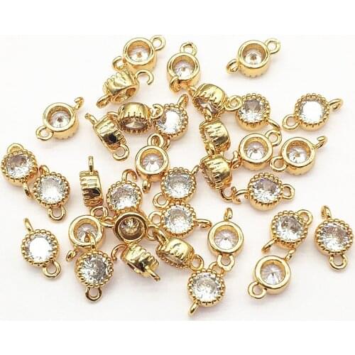 New arrival! 100pcs Copper Cubic Zirconia Round Connectors for Handmade Necklace Earring DIY Parts Jewelry Findings & Components
