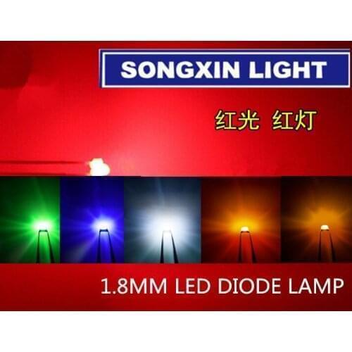 100pcs 1.8mm Original red/yellow/blue/green/white Ultra Bright diffused PLR LED R/Y/B/G/W New mixed colors
