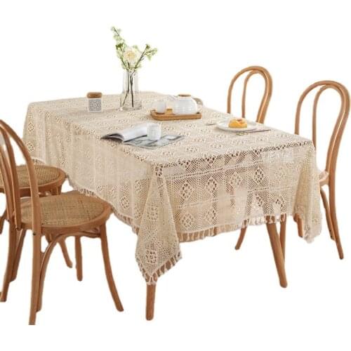 Pastoral Hollow Out By Hand Tablecloths Crochet Cover Towel Cotton Woven Tablecloth Shooting Props Room Decor Aesthetic