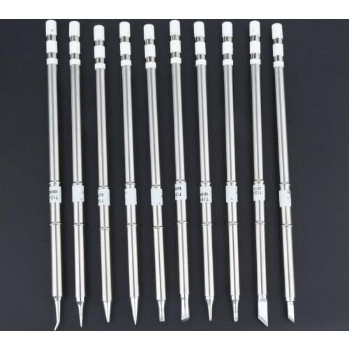 10pcs T12 Solder Iron Tip 110V - 220V For HAKKO FX-950, FX-951, FX-952, FM-202, FM-203, FM-204, FM206 Soldering Rework Station
