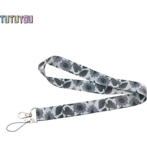 PC3048 Gothic Style Colorless Sunflower Lanyard Badge ID Lanyards Mobile Phone Rope Key Lanyard Neck Strap Accessories