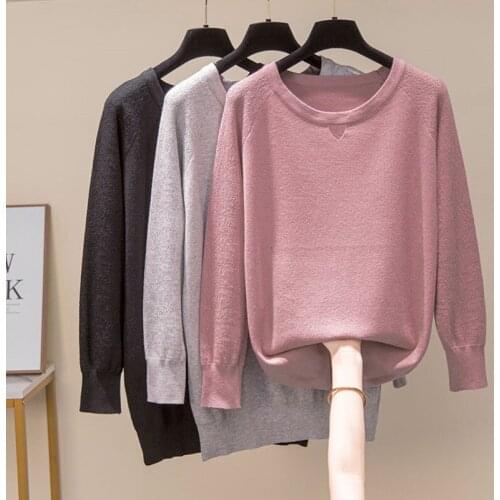 Nkandby Plus Size Raglan Sleeve Pullovers Sweaters Autumn Winter Fashion Knitted Jumpers Simple Design Large Basic Knitting Tops