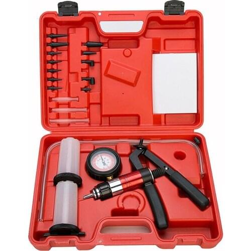 21PC Hand Held Vacuum Pressure Pump Tester Kit Brake Fluid Bleeder Bleeding Kit