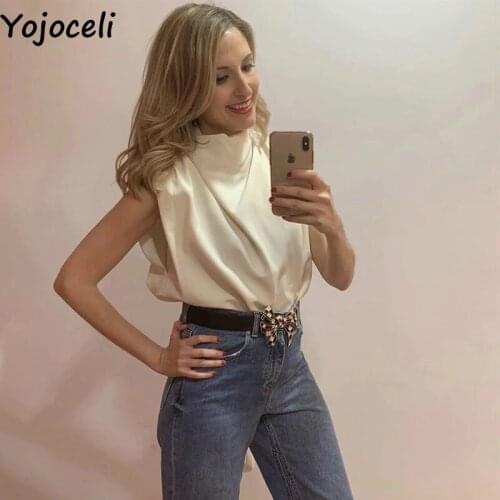 Yojoceli Sexy casual fashion women tank top Summer sleeveless white za blouse Cool vintage women shirts tops