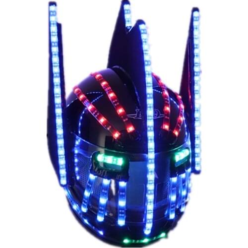LED Helmets Fashion Luminous Flashing Marquee Glowing Helmet Waterfall Flow LED Robot Helmet Suits Accessories