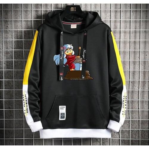 Inuyasha Anime Hoodie teenagers Popular Harajuku Hoodeds Pullover Streetwear Casual Fake Two-Piece jacket men coat