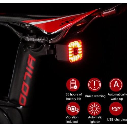 Smart Bike Tail Light IPX4 Waterproof Brake Bicycle Rear Lamp USB Charging Strong Light MTB Warning Light Cycling Accessories