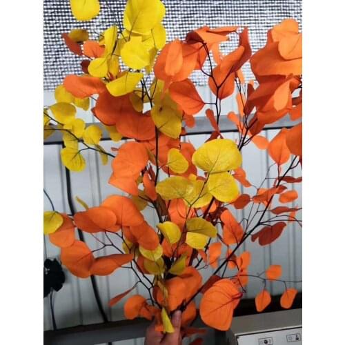 5 Bundles Preserved Dyed Colors Apple Leaf Leaves Branch For Bouquet Wreath Garland Making Wedding Party Flower Craft DIY