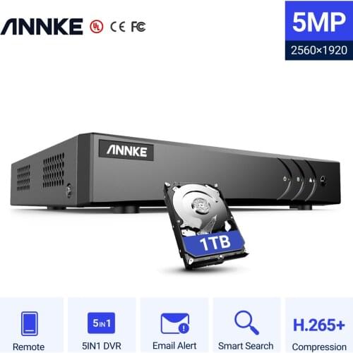 ANNKE 4CH 5MP 5in1 HD TVI CVI AHD IP Security DVR Recorder H.265 Digital Video Recorder With Smart Motion Detection Playback