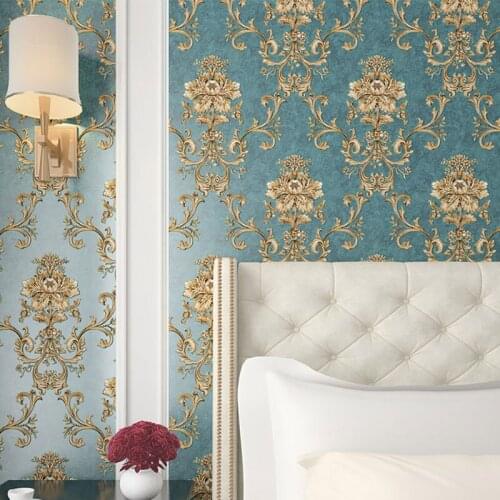 Vintage European 3D Floral Wall Papers Home Decor Non Woven Wallpaper Roll for Living Room Bedroom Walls contact paper