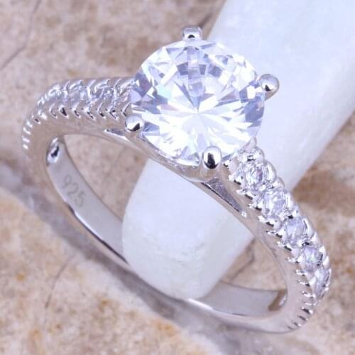 Ravishing White CZ Silver Plated Womens Jewelry Ring Size 7 / 8 / 9 R0694