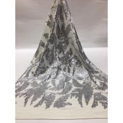 High Quality 2021 Tulle Sequins African Lace Fabric Embroidered French Net Nigerian Lace Fabric For Wedding XX3696
