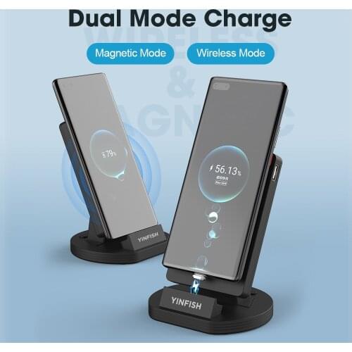 YINFISH 4in1 Dual Model Fast Wireless Magnetic Charger Phone Stand For Huawei P40 Mate 40 Pro Charging Dock for GT2 Pro Magic 2
