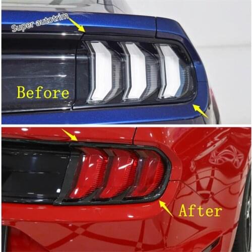 Lapetus Rear Tail Trunk Lights Lamps Frame Cover Trim Fit For Ford Mustang 2018 2019 2020 Accessories Exterior ABS Carbon Fiber