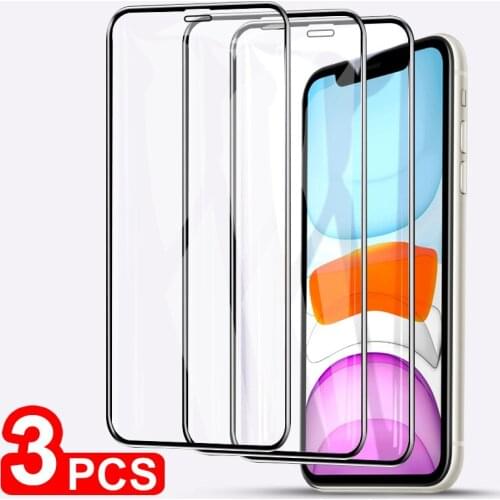 3PCS Protective Glass on the For iPhone 11 Pro X XR XS Max Tempered Screen Protector For iPhone 7 8 6 6s Plus 11 PRO Max Glass
