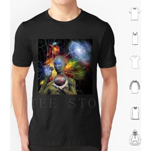 Cyborg Woman T Shirt Print Cotton Artificial Background Bionic Board Bright Chip Circuit Colorful Computer Cosmic Cosmos Cube