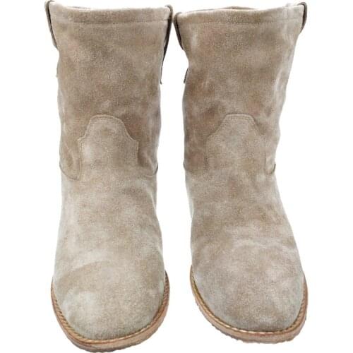 Suede Leather Womens Ankle Boot Pointed Toe Pull On Vintage Roma Boots For Woman Slouch Casual Flat Shoes All US Size