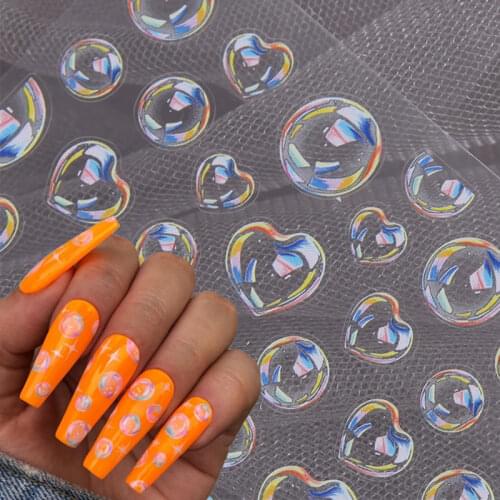 1 Sheet Transparent Bubble Nail Sticker Frosted Bubble Design Decals DIY Tips 3D Engraved Nail Art Decorations Manicure Tools