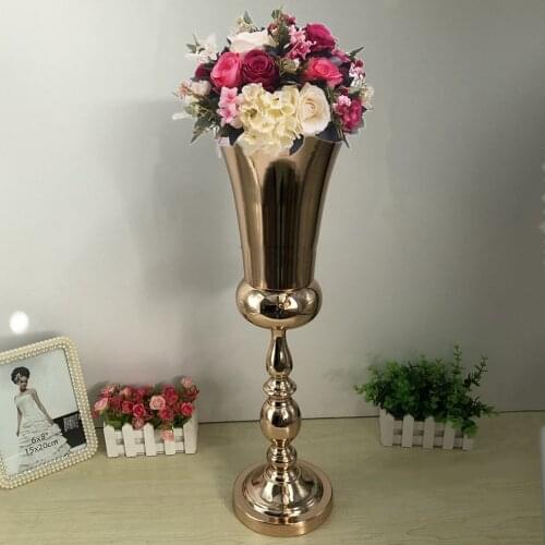 10 PCS/LOT Flower Vase 60 cm/24" Wedding Table Centerpieces Event Metal Vases Road Lead Gold Party Home Decoration