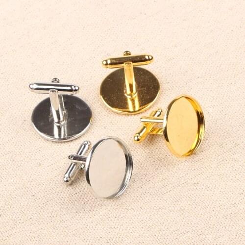 Reidgaller 10pcs fit 20mm round copper cufflink blanks diy white gold plated cabochon base settings