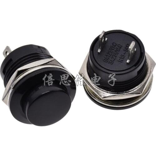 10pcs/R13-507 Black 16MM Self reset Key switch circular Non self-locking