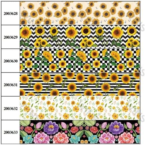 10yards different sizes chrysanthemum pattern flowers printed grosgrain ribbon
