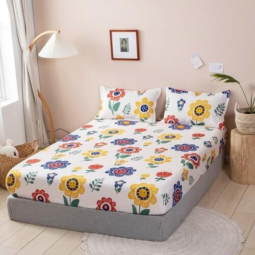 100% polyester Bedsheet Pine Apple Printed Bed Linens Pink Color drap Kids Sheets with Elastic Dyed bedspread no pillowcase