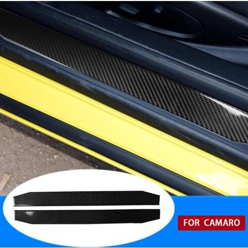 2pcs for Chevrolet Camaro 2016 2017 2018 2019 Accessories for Camaro Sticker Carbon Fiber Car Door Sill Protector Guard Trim