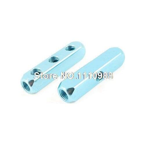 2pcs 1/4" PT Thread 6 Ports 3 Way Quick Connect Air Hose Inline Manifold Block