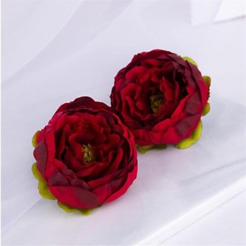 2021 New 5.5cm 6pcs Artificial Flower Heads Silk Peony Flower Head Wedding Party Decoration DIY Wreath Scrapbook