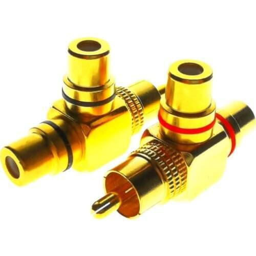 4PCS 24K RCA PLUG TO 2 RCA JACK Copper Gold Plated RCA AV Audio Video Splitter Plug Adapter Converter Connector