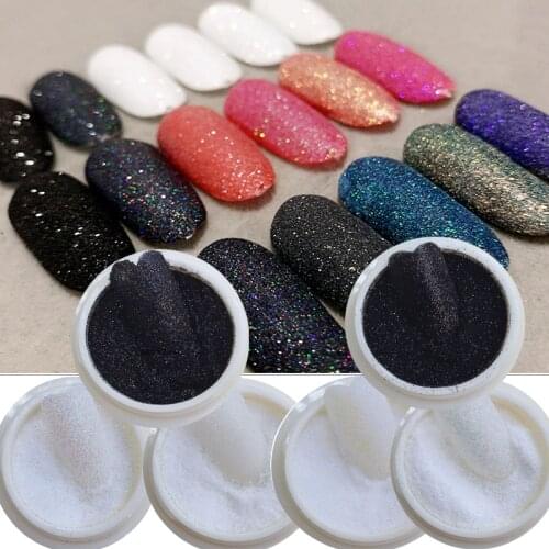 6 Bottles Sugar Powder Holographic Glitter Nail Dips Power Nail Glitter Dust Black White Pigment Nail Art Fine Glitter Hft71
