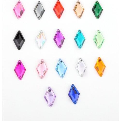 10*18mm 500pcs Glitter Crysta Sew On Rhombus Acrylic Rhinestone Flatback Colorful Sewing Beads For DIY Wedding Dress 18 colors