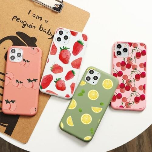 Summer Fruit Soft Case For iPhone 7 Plus X XR XS Max 6 S 8 Plus 5 TPU For iPhone 11 Pro MAX Coque Pink Strawberry Cherries Lemon