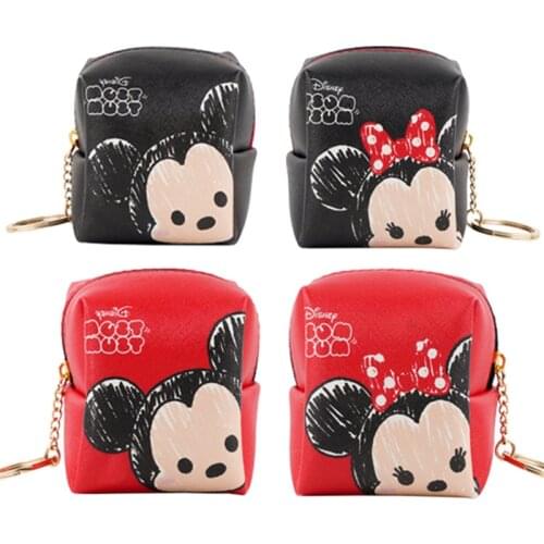 Disney Mickey Mouse Cartoon Coin Purse Cute Mickey Minnie Pu Leather Wallet Girl Portable Wallet Toys Childrens Birthday Gifts
