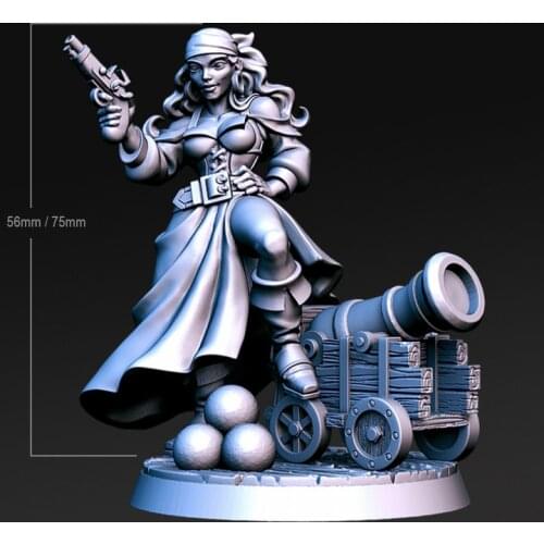 1/24 75mm 1/32 56mm Resin Model Female Girl Pirate Warrior Prime Figure Unpainted RW-041