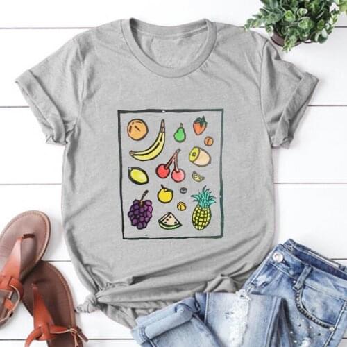 Fruits T Shirts Women Harajuku Clothing Hawaii Women Sexy Tops Gothic Fashion Beach Vacation Tees Oversized Vintage XL