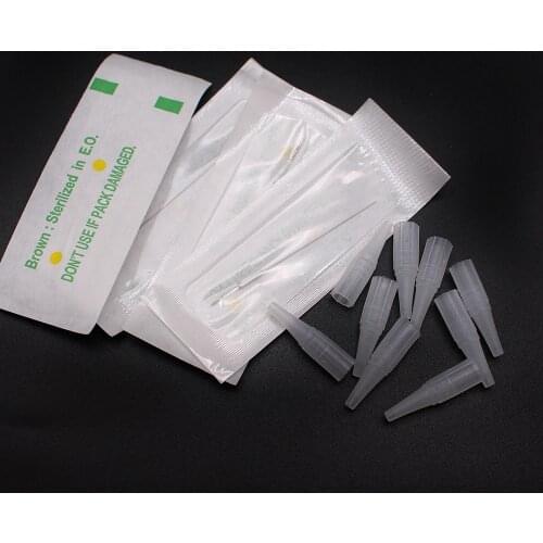 100Pcs 0.35*50mm 5RL needles And 100Pcs Plastic 5R Needles Tips For Permanent Makeup Traditional Tattoo Machine