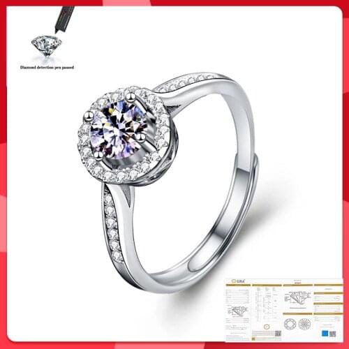 D Color Diamond Moissanite Ring 925 Sterling Silver 0.5CT 1.0CT Plated Double Slim Waist Princess Wedding Rings Female Jewelry