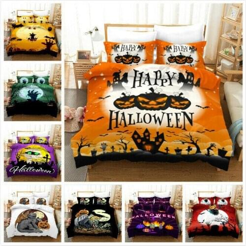 Halloween pumpkin Bedding Set 2/3Pcs Duvet Cover & Pillowcase(s) 3D Printed Quilt Cover Home Textile Gift