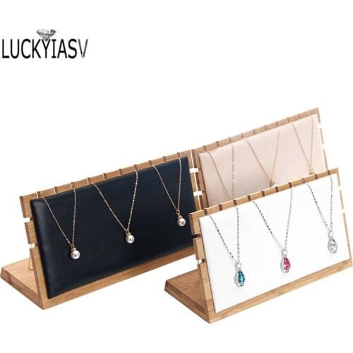 L-Shaped Necklace Pendant Display Jewelry PU Leatherette & Velvet Display Plate L Jewelry Rack Display Stand Holder Rack Shower