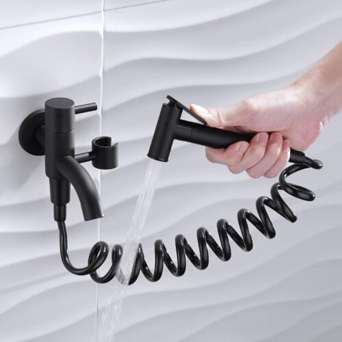 Brass Bidet Faucets Wall Mounted Bidet Toilet Faucet Shower with Hanheld Sprayer Shattaf Black Hygienic Shower Bidets Muslim