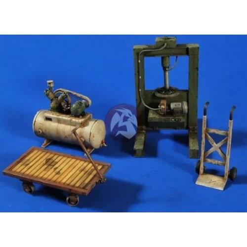 1/35 scale Model Scene Accessories Lathe Air Pump Carriage military building figure Resin Model Kit Free Shipping