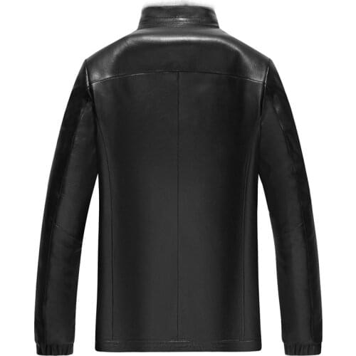 Mens Genuine Leather Goatskin Short Coats Warm Winter Jacket Men Real Mink Fur Liner Coat LSY088262 MY1134