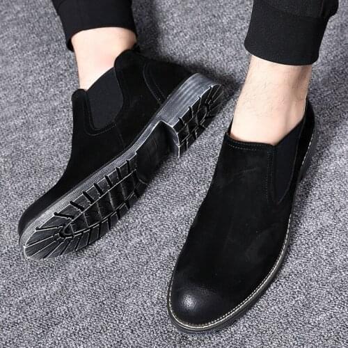 New Fashion Men Chelsea Boots winter Autumn Casual Oxford Style Ankle Boots male cow suede round toe Formal Dress Shoes