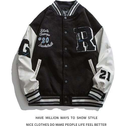 New Arrival Autumn And Spring Embroid Letterman Jacket Mens Patchwork Bomber Shirt Unisex Womens Baseball Varsity Coat Street