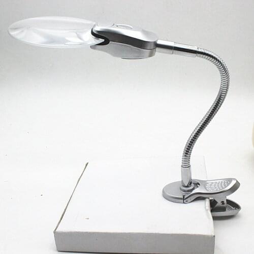 New 6X Stand Style Magnifier High-definition Magnifying Glass with a 2 LED Light 360 Degrees to Repair Mobile Phone