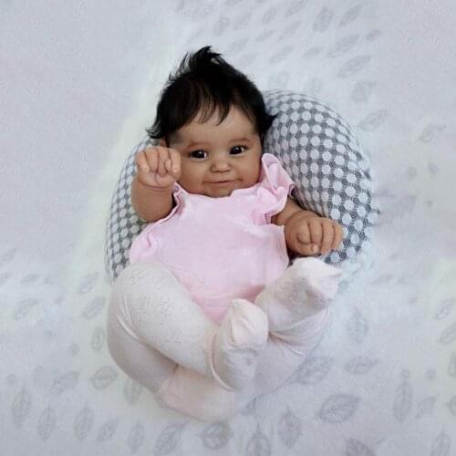 NPK 50Cm Soft Body Black Skin African American Baby Maddie Girl Flexible Handrooted Hair With Bottle And Pacifier