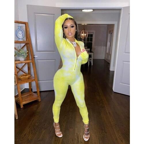 Skinny Casual Jumpsuit Sexy Women Floral Print Autumn Bodycon Sportswear Romper Overalls